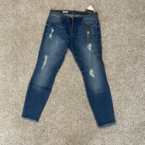 KUT from the Kloth, Connie, High Rise Skinny Leg Destructed Hem Jeans, Size 14